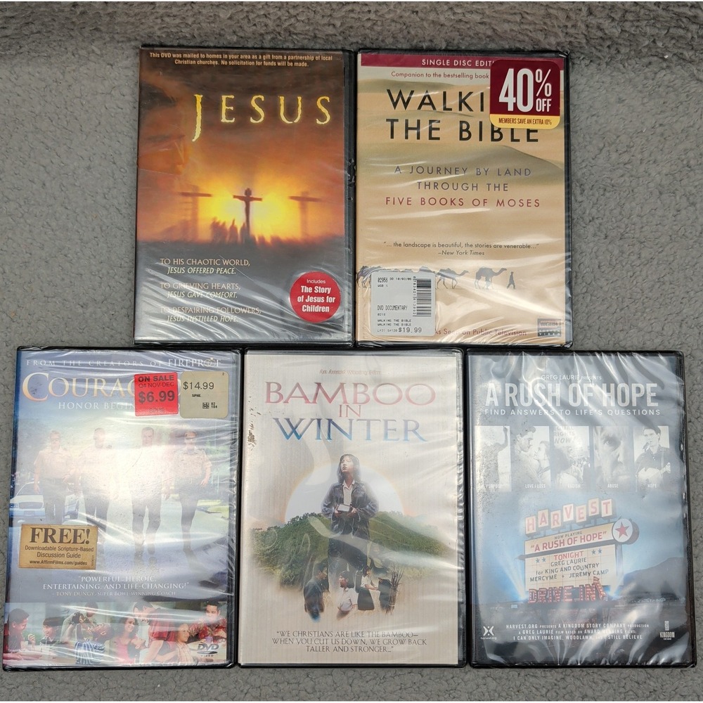 Lot of 5 Christian Religious Family DVDs Bible Jesus New Sealed